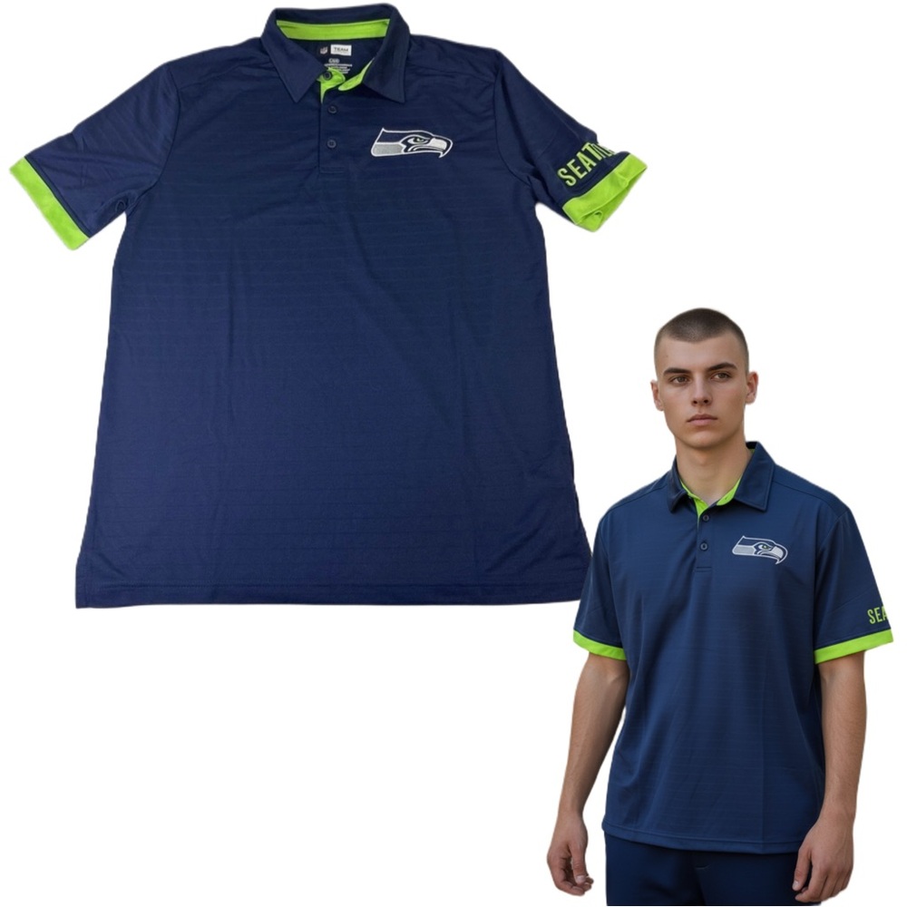 Men's Blue and Green Polo Shirt